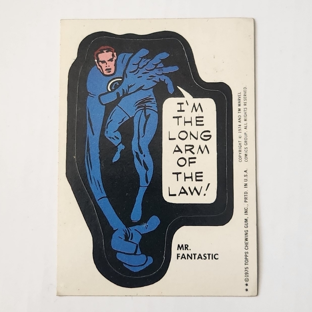 ✨VINTAGE 1975 Topps Marvel Comic Book Heroes Sticker Card - Mr. Fantastic ✨